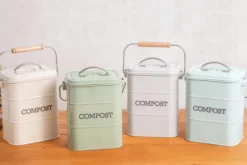 Bac à compost KitchenCraft Living Nostalgia en acier gris 3L