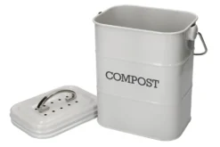 Bac à compost KitchenCraft Living Nostalgia en acier gris 3L