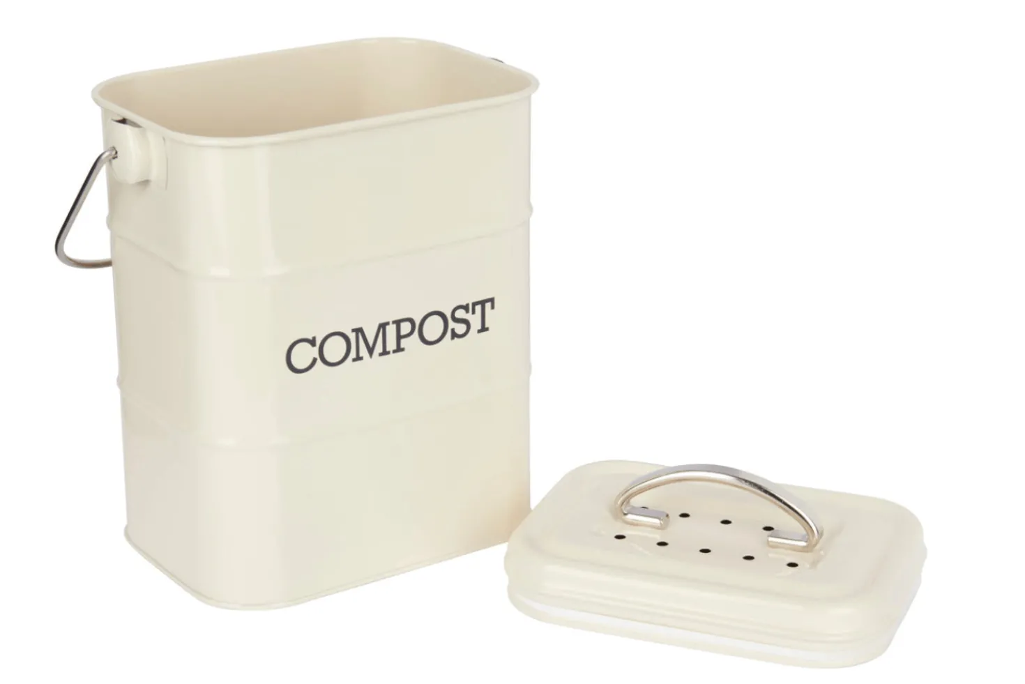 Bac à compost KitchenCraft Living Nostalgia en acier crème 3L