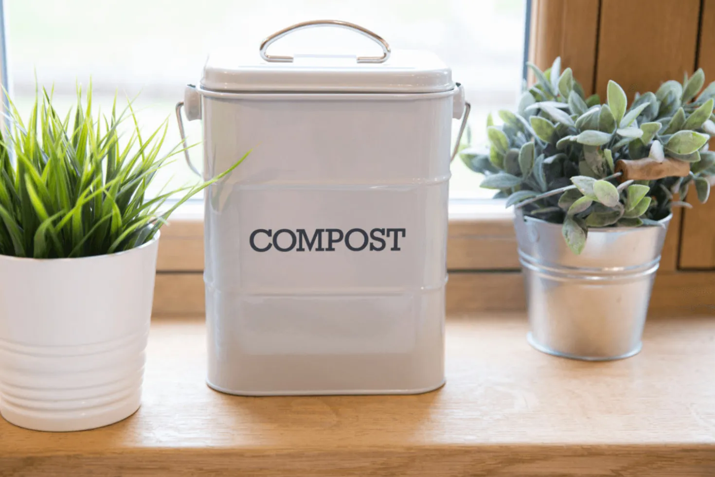 Bac à compost KitchenCraft Living Nostalgia en acier crème 3L