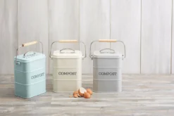 Bac à compost KitchenCraft Living Nostalgia en acier crème 3L