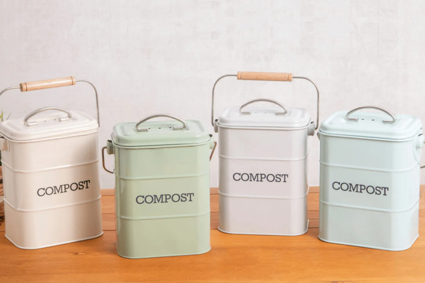 Bac à compost KitchenCraft Living Nostalgia en acier crème 3L