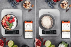 Balance de cuisine Gefu Score avec application d'analyse de la valeur nutritive