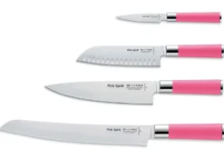 Bloc acrylique 4 couteaux de cuisine Dick Pink Spirit manche rose