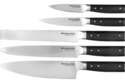 Bloc 5 couteaux Kitchen Aid Classic en bois de bouleau + ciseaux