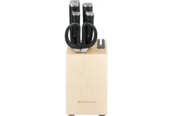 Bloc 5 couteaux Kitchen Aid Classic en bois de bouleau + ciseaux