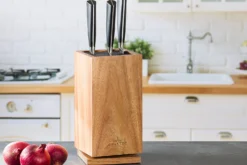 Bloc couteaux vide rotatif Cristel en bois d'acacia