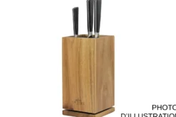 Bloc couteaux vide rotatif Cristel en bois d'acacia