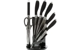 Bloc de 5 couteaux + 1 fusil + 1 ciseaux Pradel Excellence noir acier inox