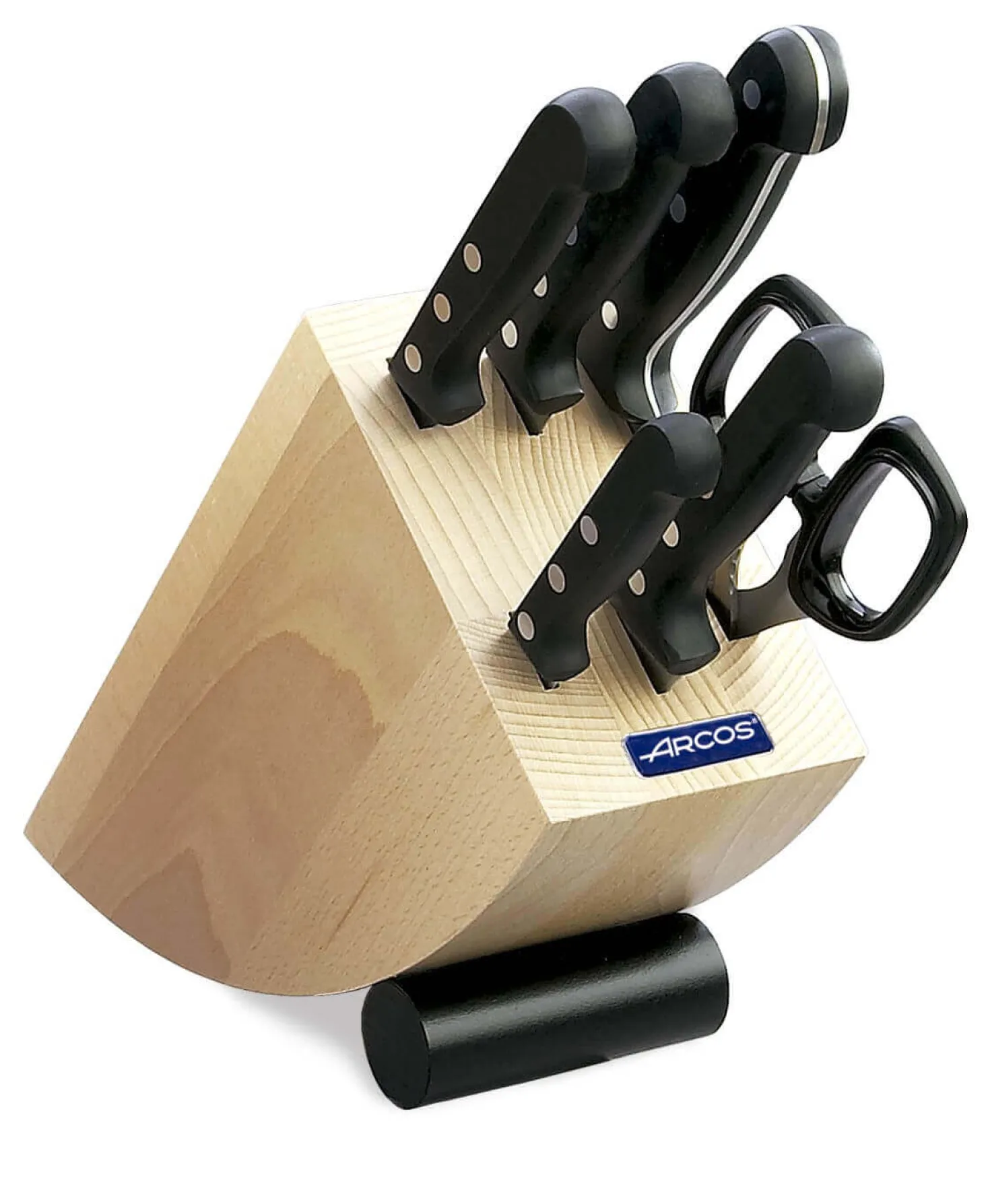 Bloc design bois de hêtre 5 couteaux + ciseaux Arcos UNIVERSAL acier inox NITRUM