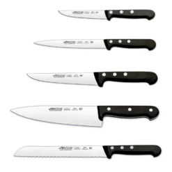 Bloc en noyer 5 couteaux Arcos UNIVERSAL lames acier inox NITRUM