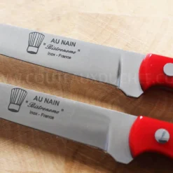 Bloc universel Au Nain Bistronome 4 couteaux à steak élégants manches rouges