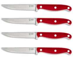 Bloc universel Au Nain Bistronome 4 couteaux à steak élégants manches rouges