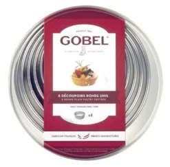 Boite de 8 découpoirs professionnels Gobel ronds unis tout inox