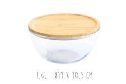 Bol de conservation en verre Pebbly avec couvercle en bambou