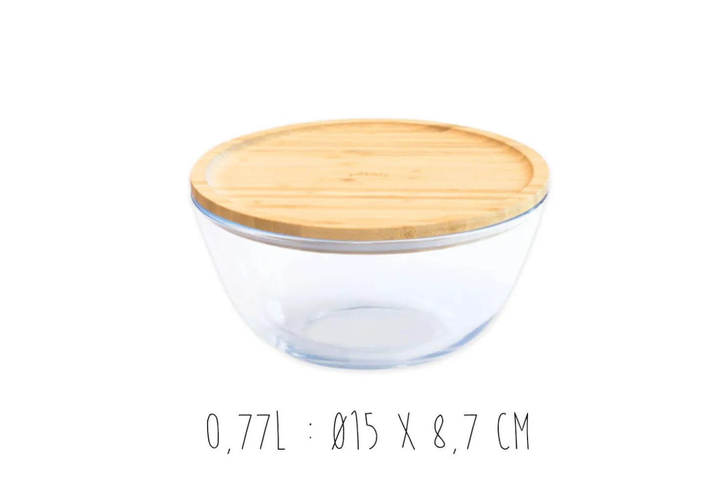 Bol de conservation en verre Pebbly avec couvercle en bambou