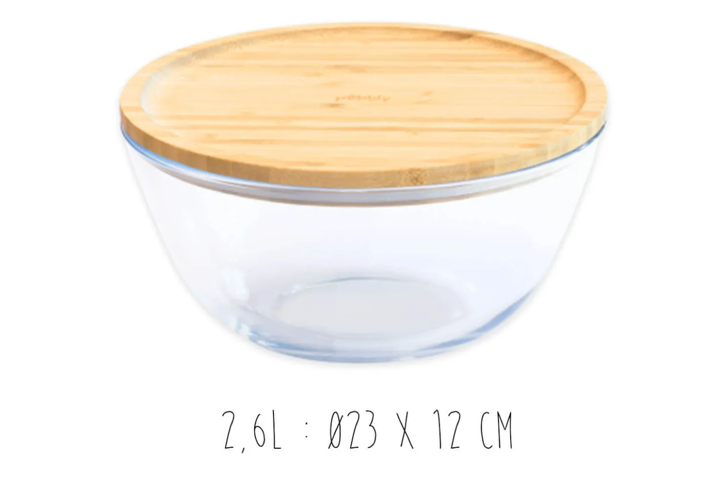 Bol de conservation en verre Pebbly avec couvercle en bambou