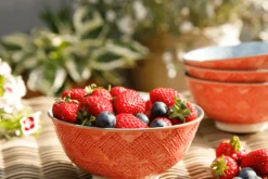 Bol en grès émaillé Kitchen Craft à motif floral gris et rouge
