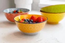 Bol en grès émaillé KitchenCraft motif floral jaune et rouge