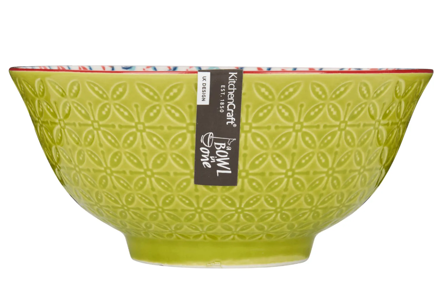 Bol en grès émaillé KitchenCraft motif géométrique vert