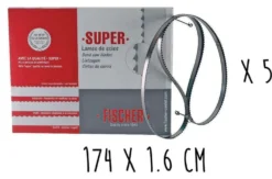 Boîte 5 lames dentées FISCHER Super acier suédois 174cm pour scie électrique à ruban largeur 16mm