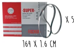 Boîte 5 lames dentées FISCHER Super acier suédois 164cm pour scie électrique à ruban largeur 16mm