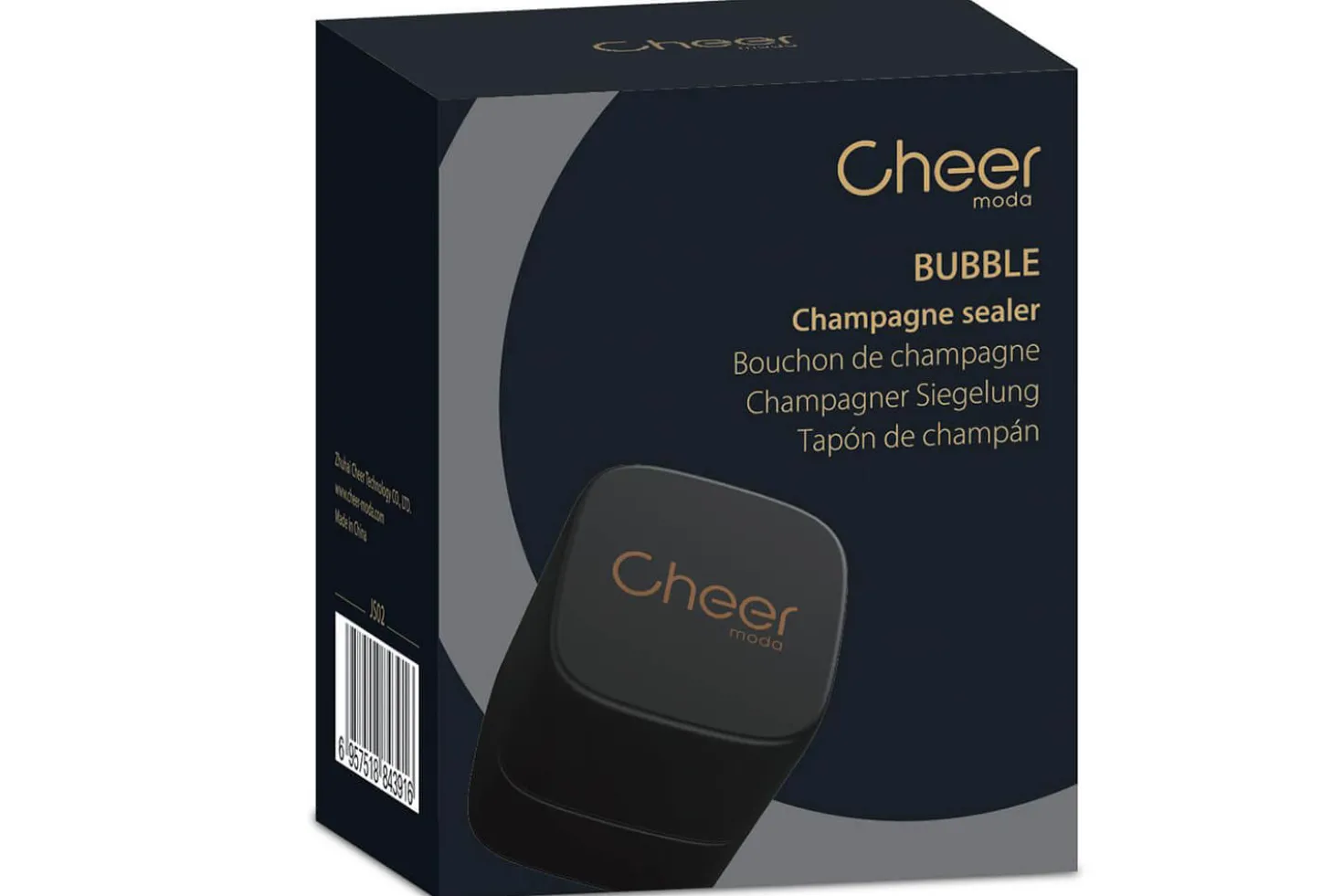 Bouchon de conservation spécial champagne Cheer Moda Bubble - Noir & Bronze