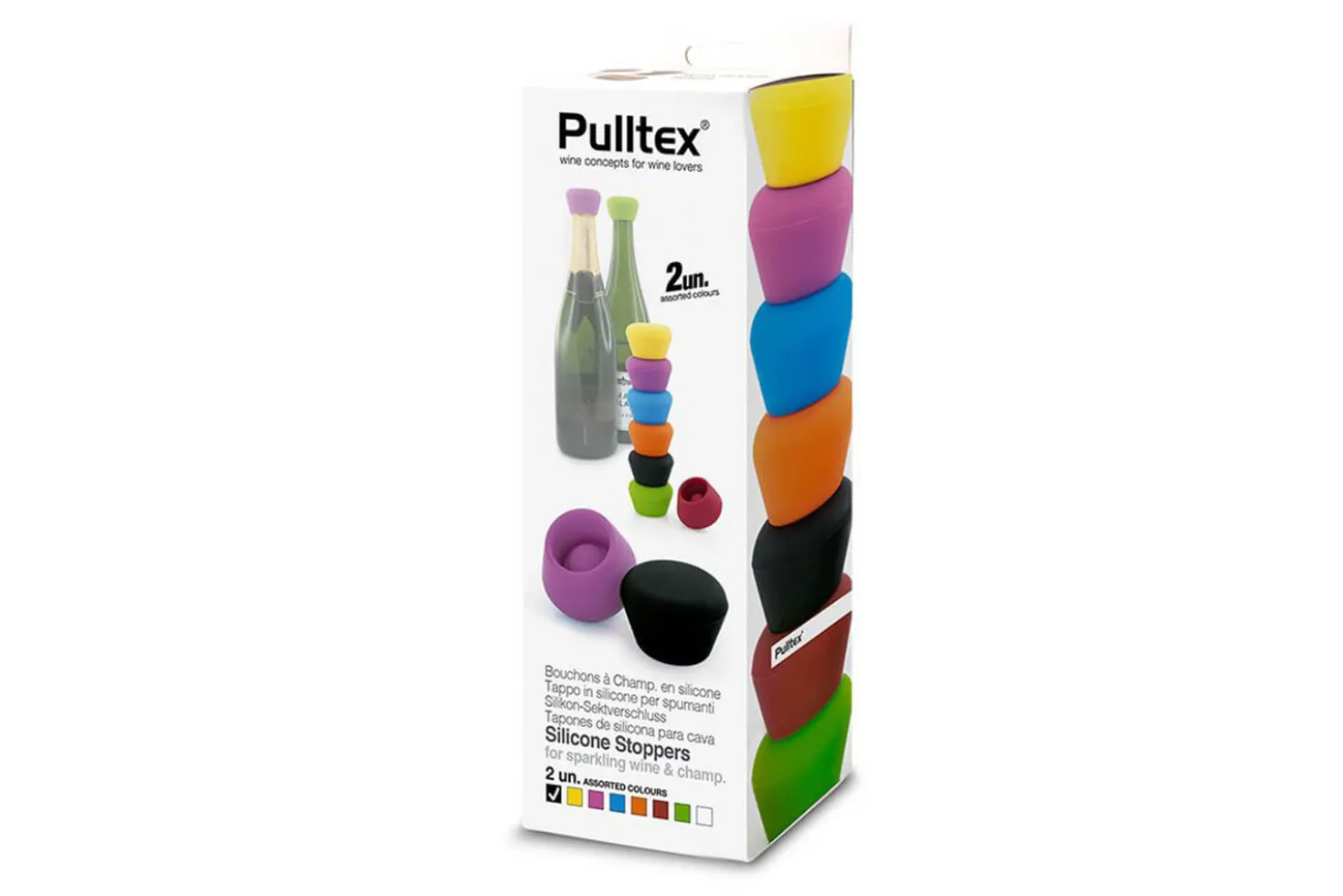 2 bouchons à champagne Pulltex en silicone coloré