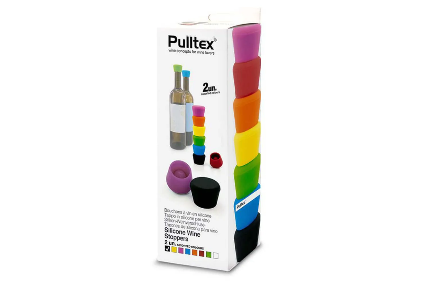 2 bouchons à vin Pulltex en silicone coloré