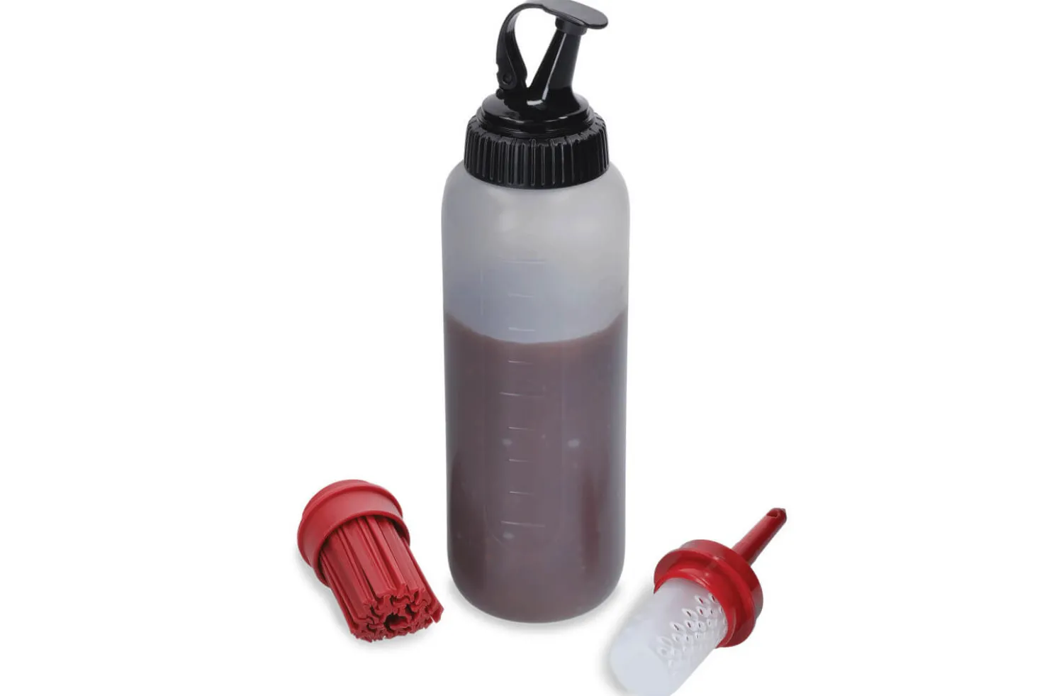 Bouteille à sauce pour barbecue MasterClass en polymère avec 3 têtes interchangeables