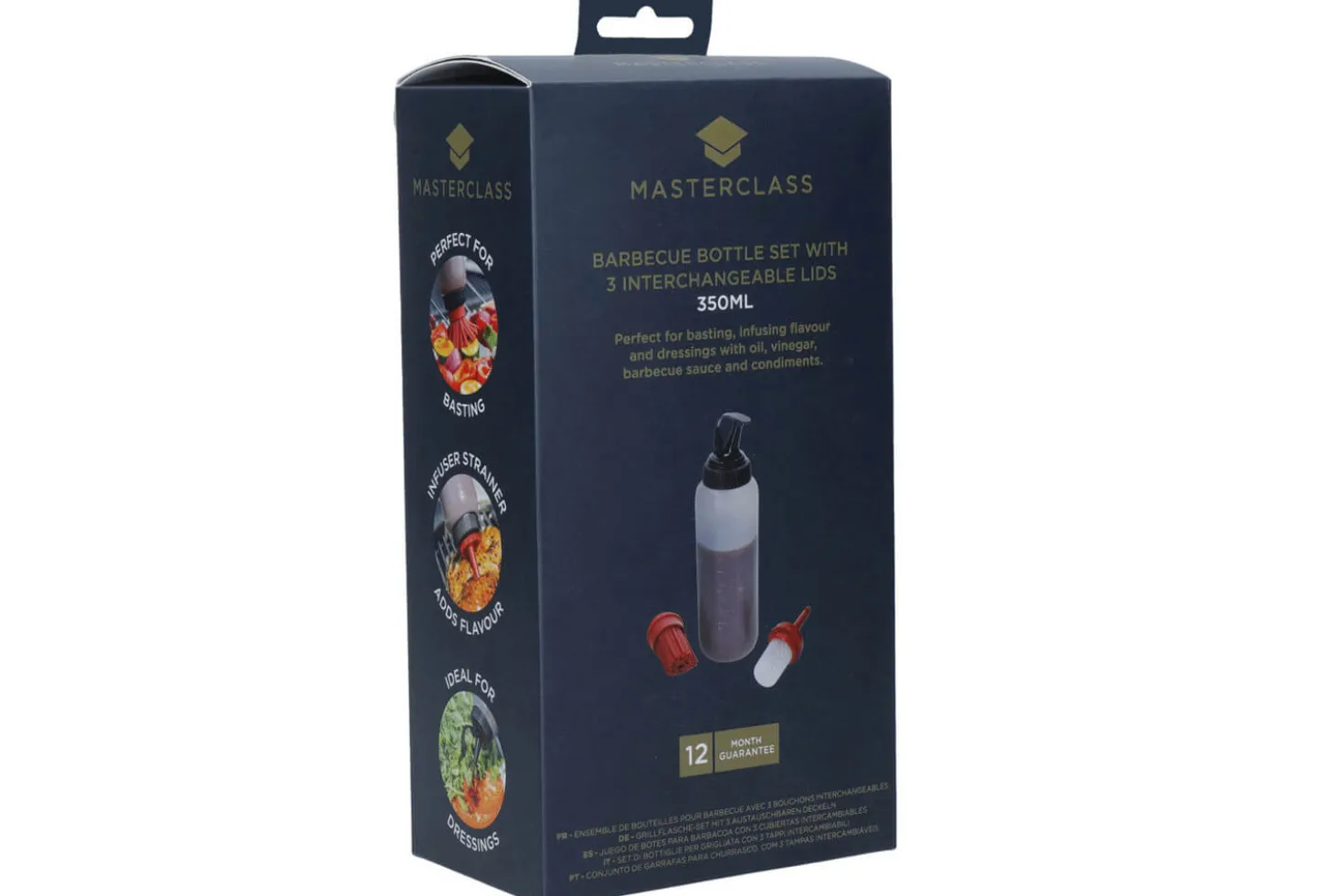Bouteille à sauce pour barbecue MasterClass en polymère avec 3 têtes interchangeables