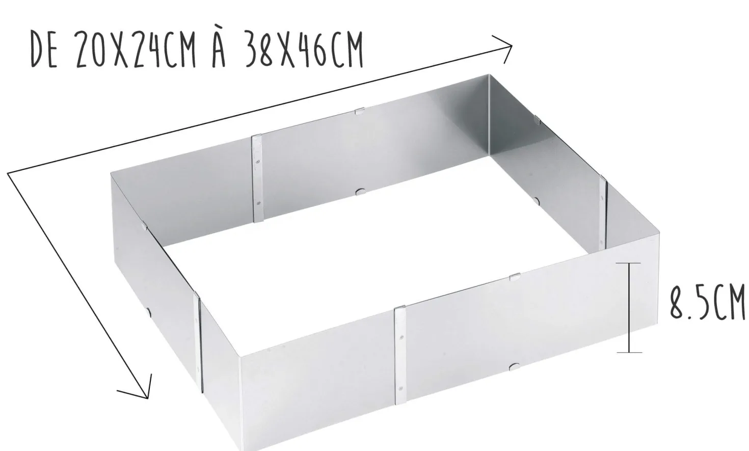 Cadre à gâteaux extensible Gefu Uno hauteur 8.5cm