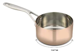 Casserole en cuivre inox droite Baumalu B'Chef poignée rivetée en fonte d'inox