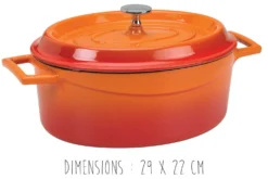 Cocotte en fonte émaillée ovale Agnelli Slowcook orange avec couvercle