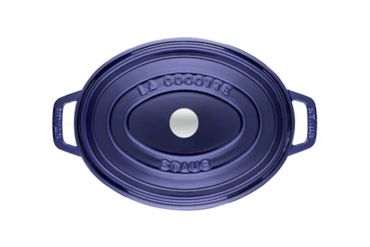 Cocotte Staub ovale en fonte émaillée bleu intense
