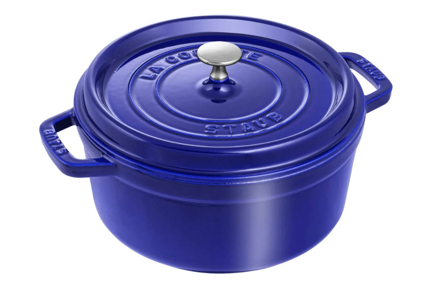 Cocotte Staub ronde en fonte émaillée bleu intense
