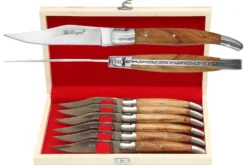 Coffret cadeau de 6 couteaux de table Le Bougna manches en Teck