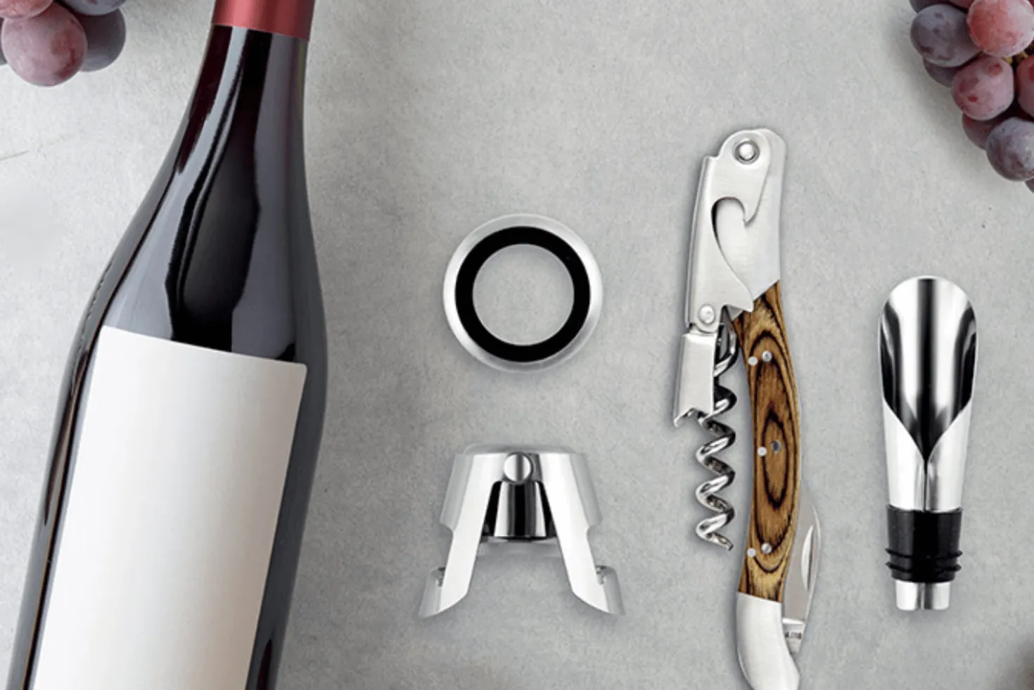 Coffret cadeau sommelier Legnoart Memorabile 4 accessoires