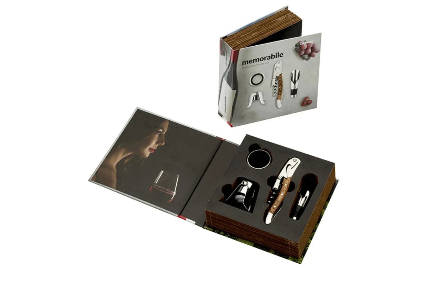 Coffret cadeau sommelier Legnoart Memorabile 4 accessoires