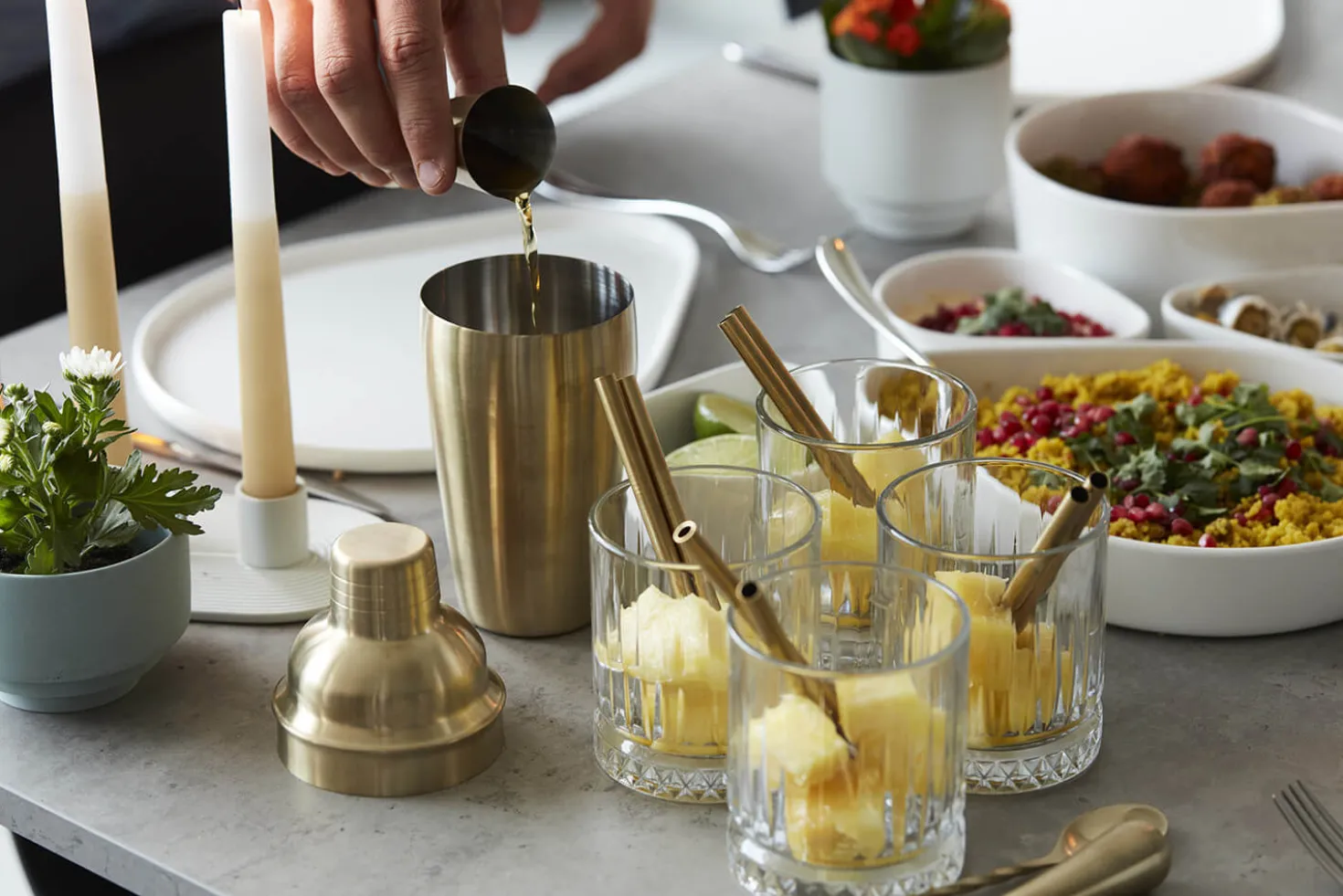 Coffret cocktail Point Virgule 4 accessoires en inox doré