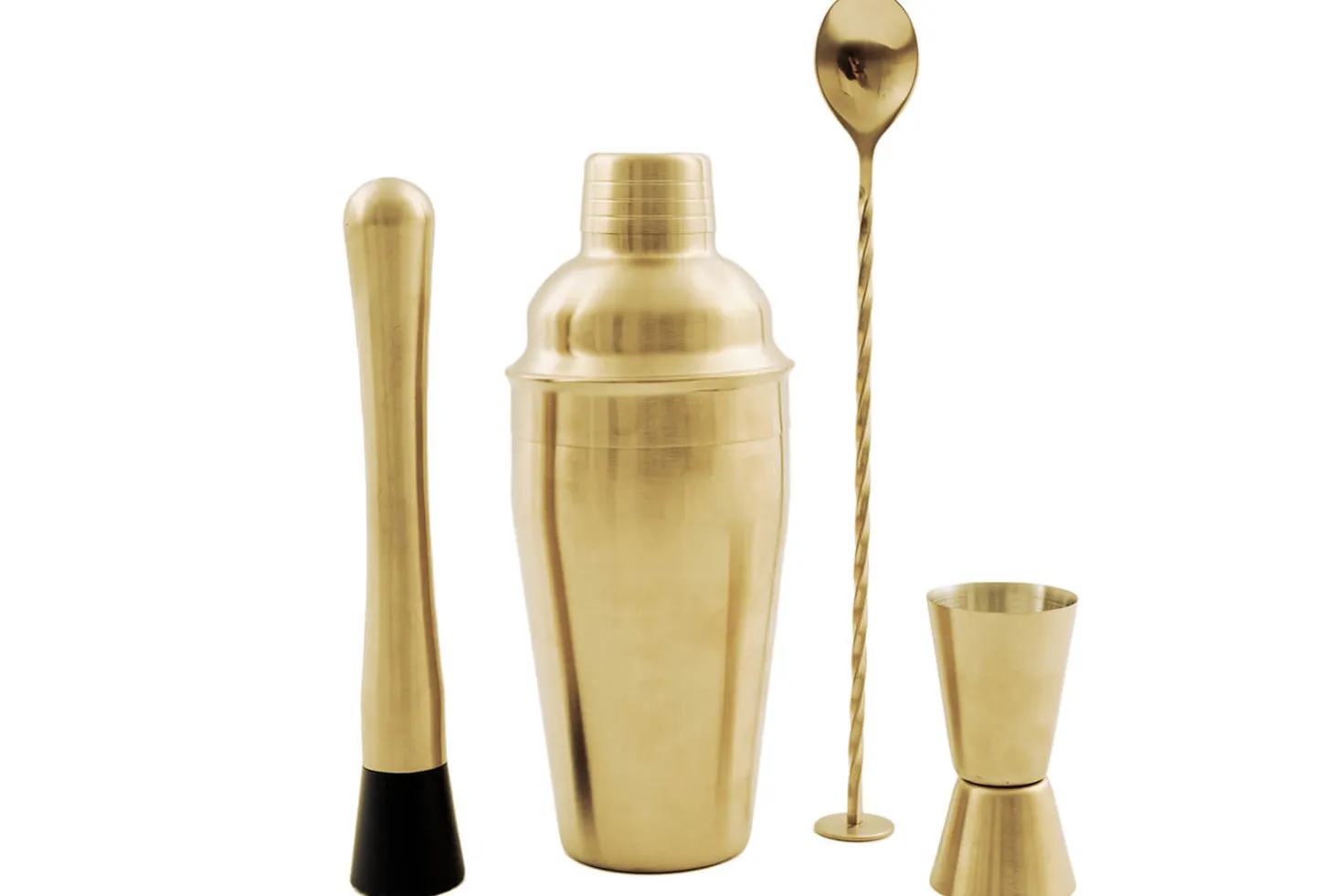 Coffret cocktail Point Virgule 4 accessoires en inox doré