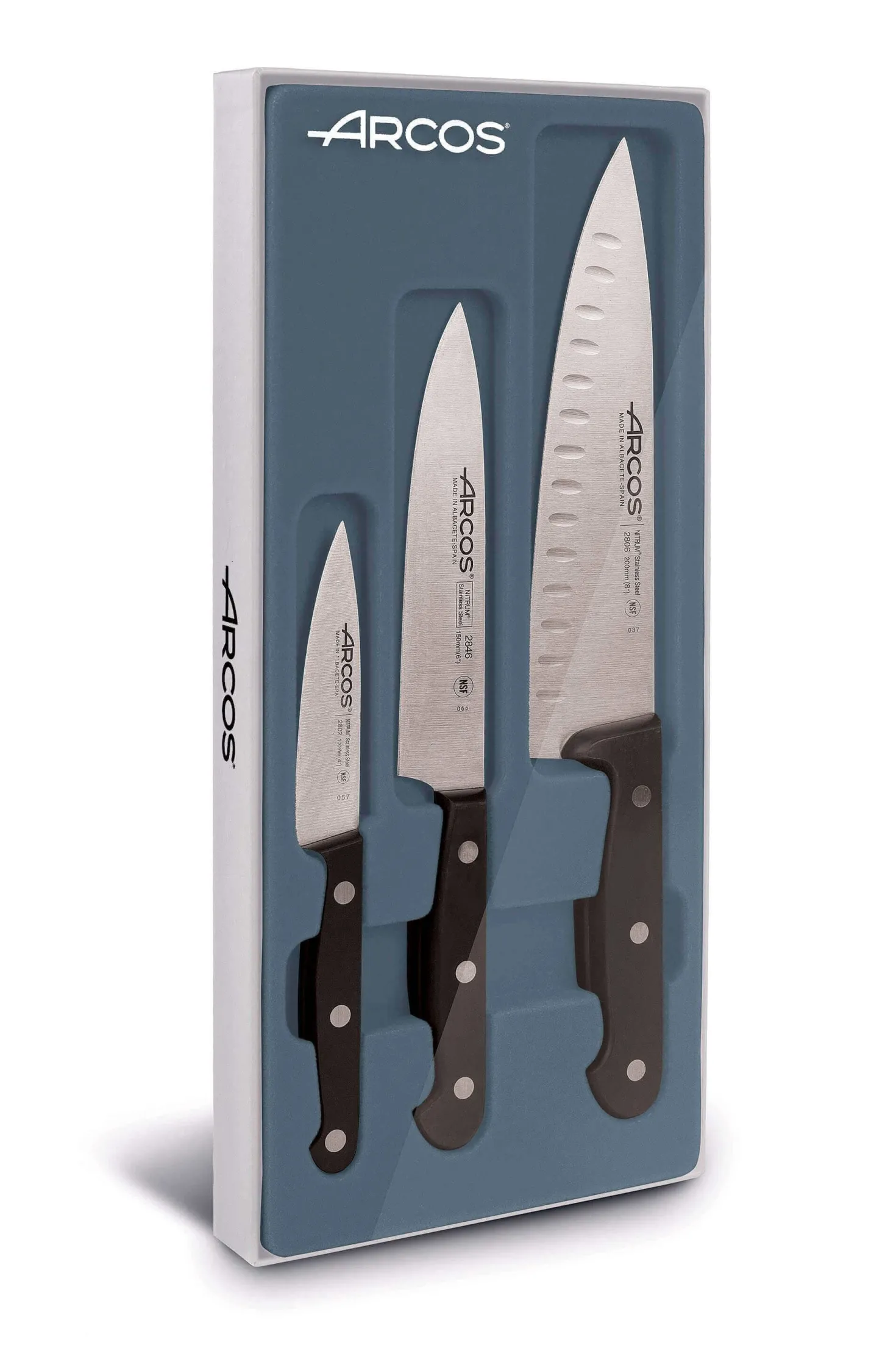 Coffret 3 couteaux de cuisine Arcos Universal manches 3 rivets