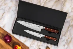 Coffret 2 couteaux de cuisine Fukito Rosewood Damas 67 couches : Universel + Chef