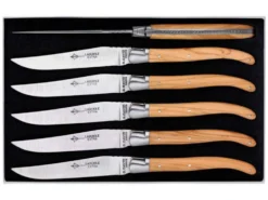 Coffret 6 couteaux de table Laguiole Arbalète G.DAVID 23cm inox manche olivier