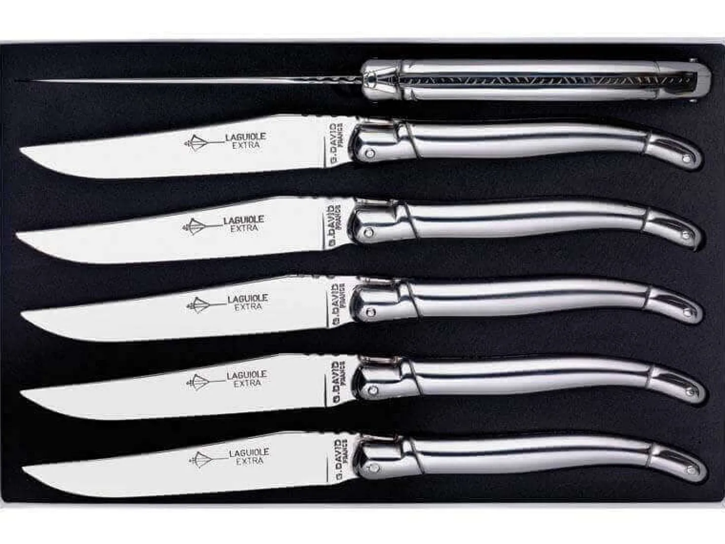 Coffret 6 couteaux de table Laguiole Arbalète G.DAVID 23cm tout inox