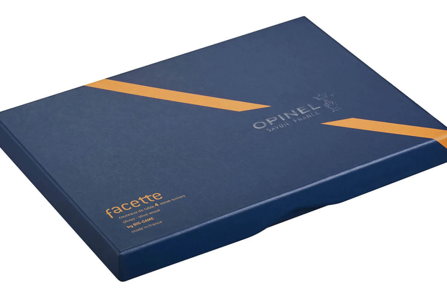 Coffret 4 couteaux de table Opinel Facette manche olivier lame 11cm inox lisse