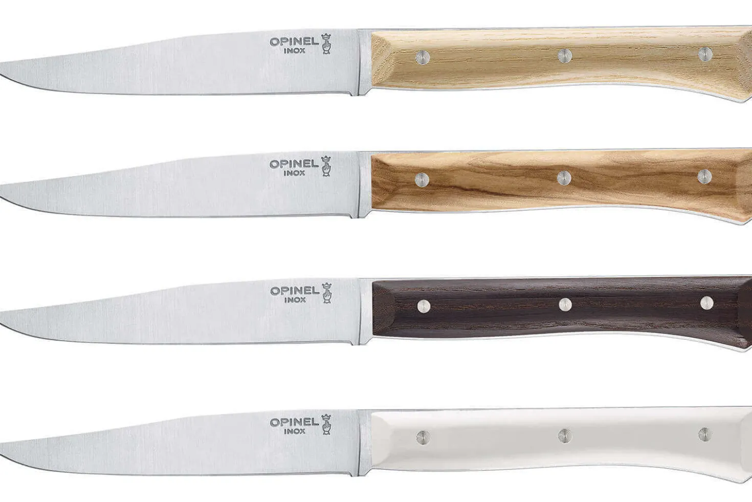 Coffret 4 couteaux de table Opinel Facette Panaché lame 11cm inox lisse