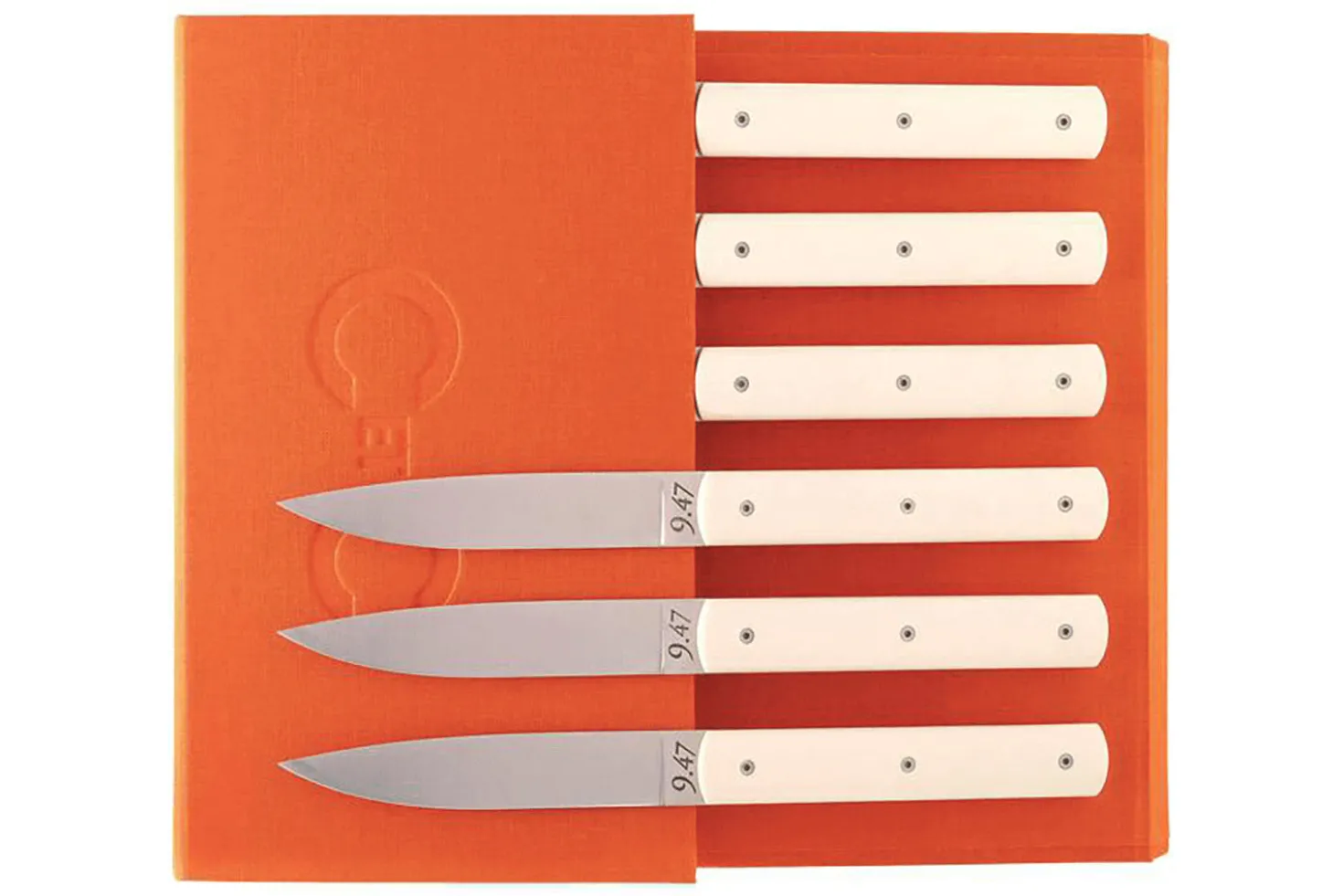 Coffret 6 couteaux de table Perceval 9.47 façon ivoire