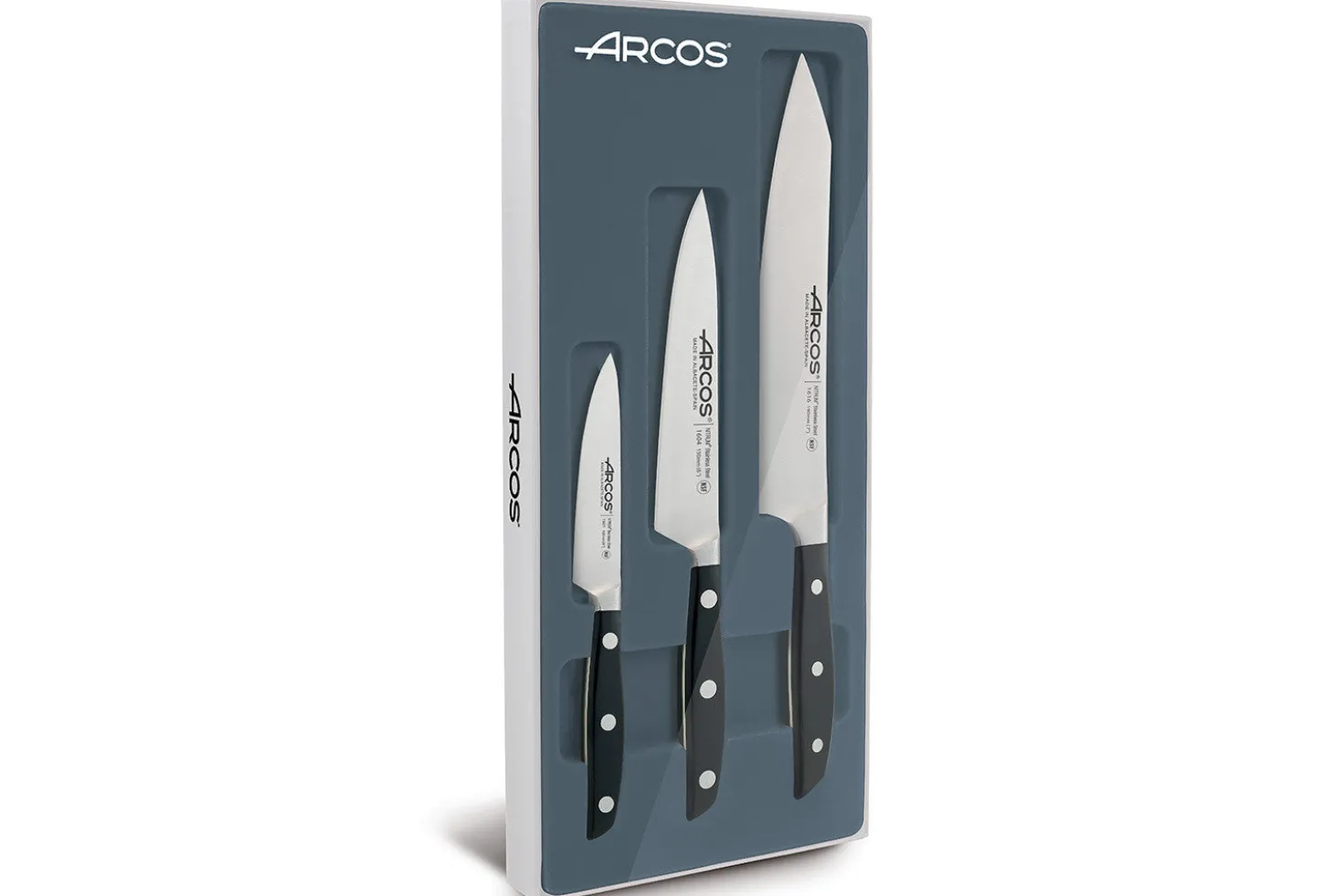 Coffret 3 couteaux forgés Arcos Manhattan tranchant extrême