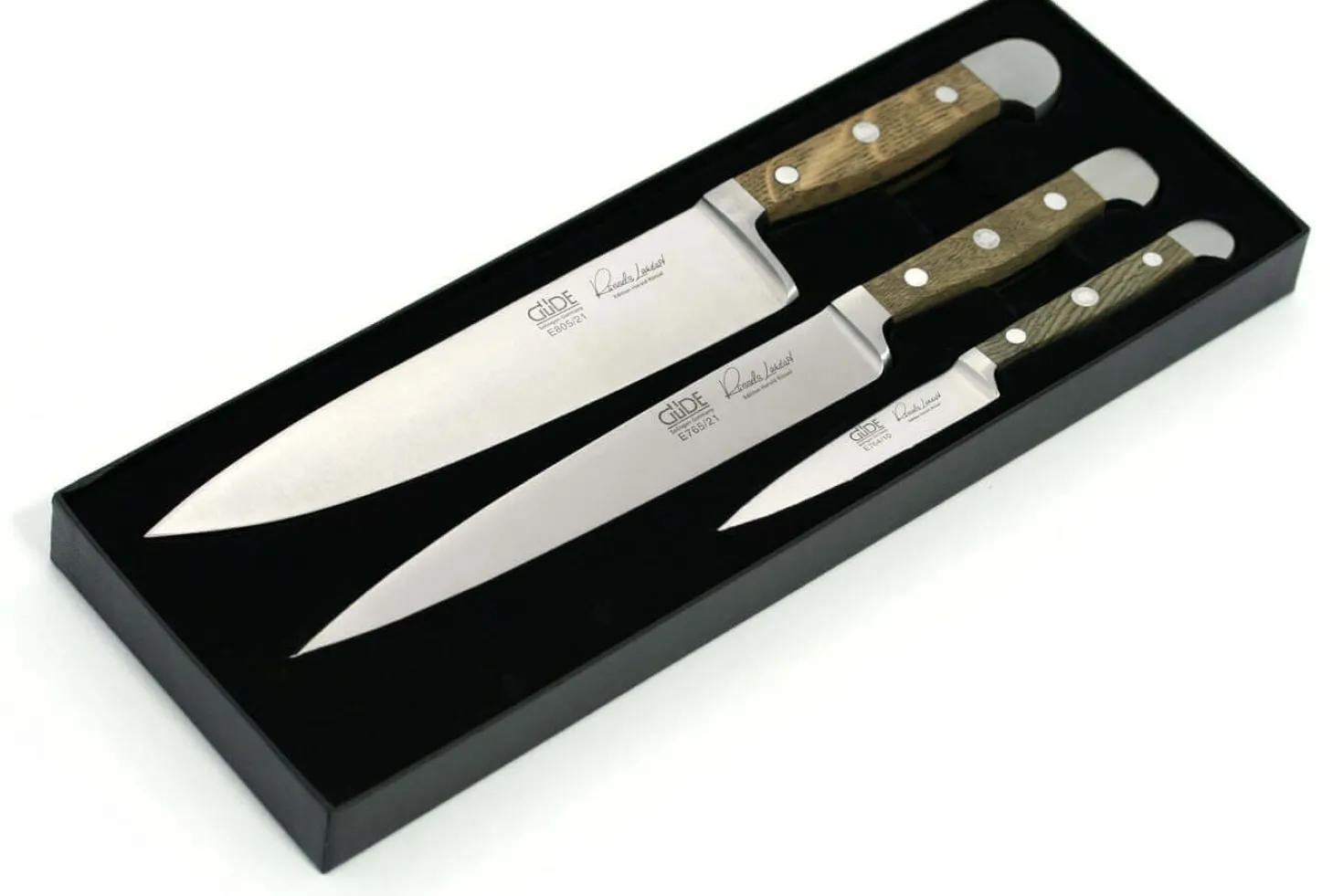 Coffret 3 couteaux forgés Güde Alpha Chêne